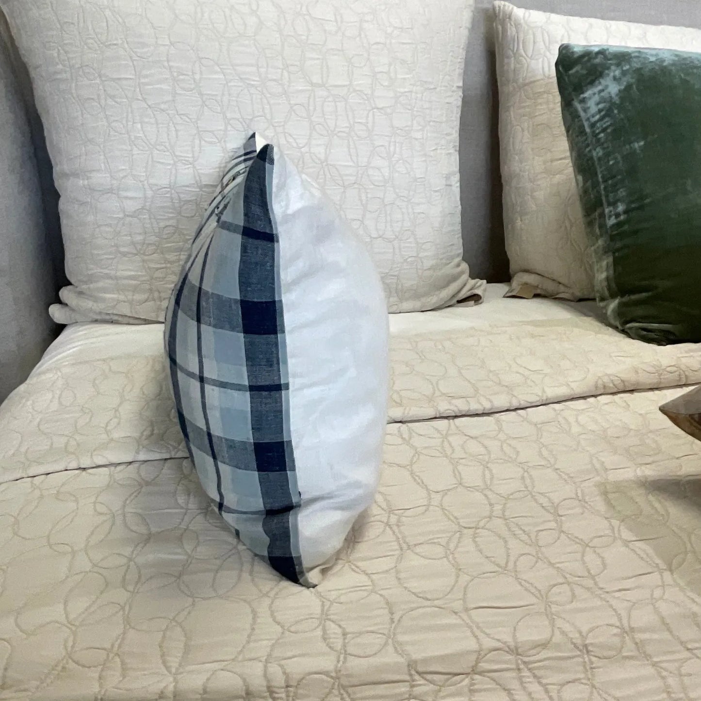 Japanese Boro Plaid Bolster Pillow