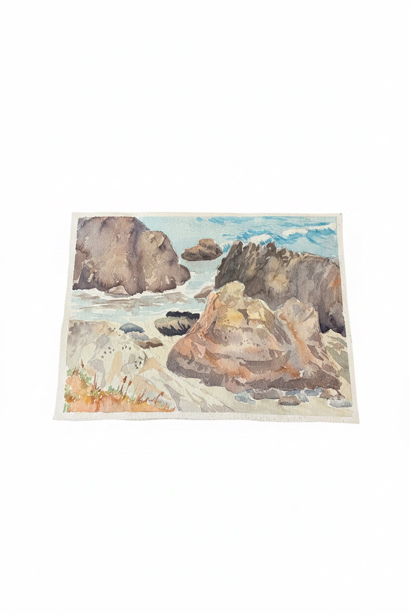 Original Watercolor Rocky Californian Beach 9x12