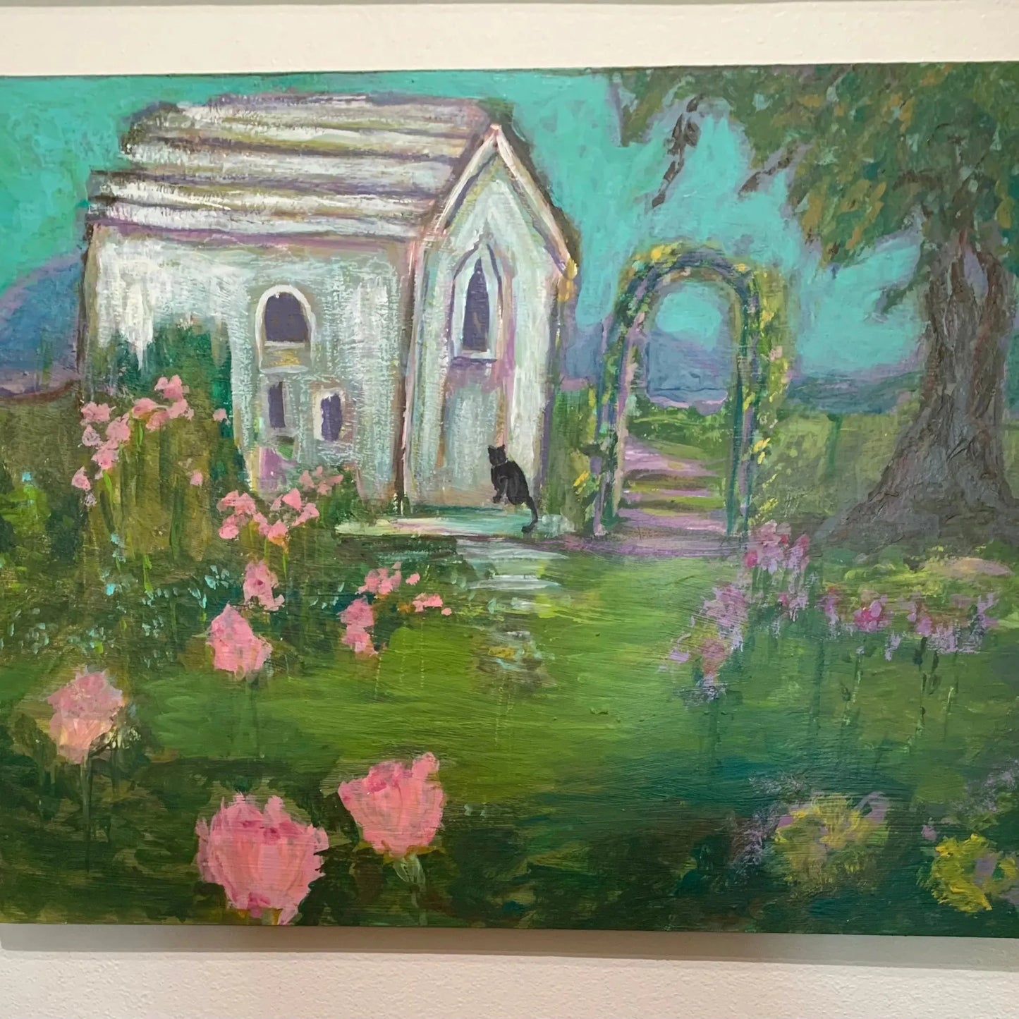 Large Cottage w/ Garden Painting - Blue Springs Home
