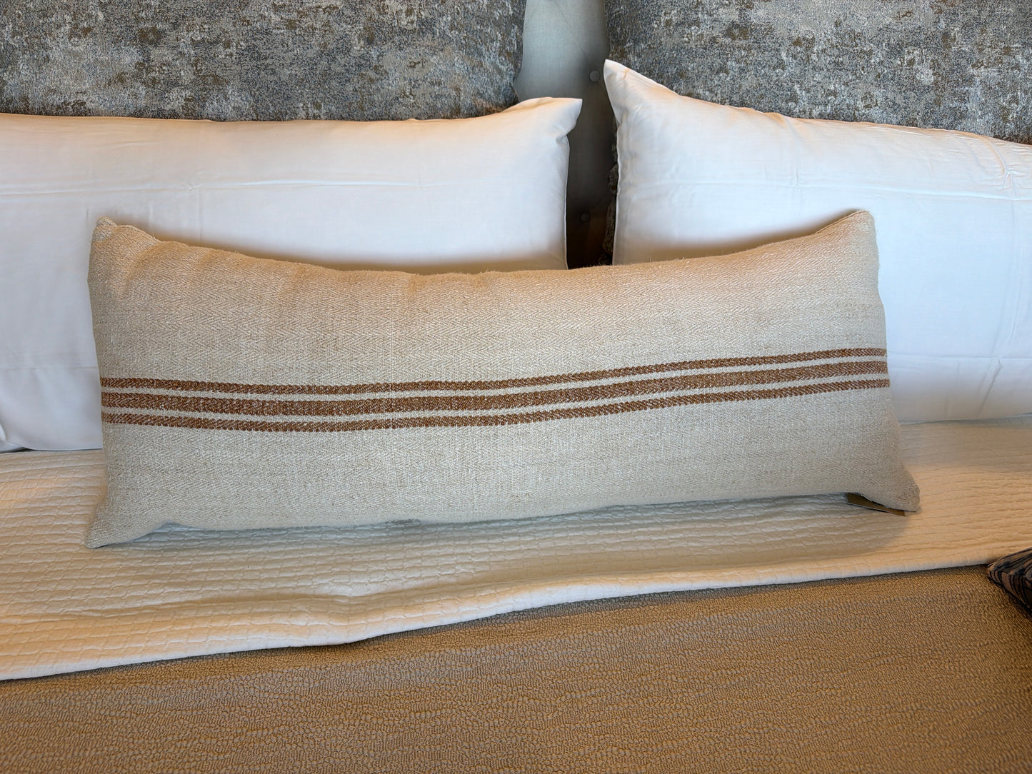 ANT grainsack pillow lumbar rust stripe 36x14