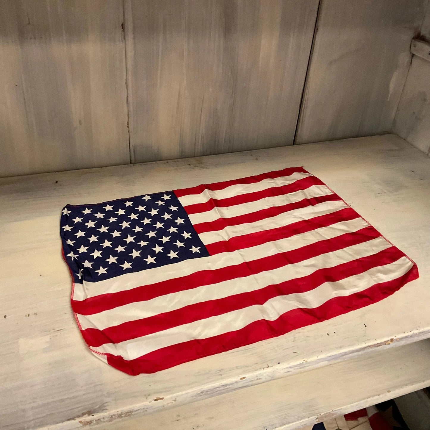 AMERICAN SMALL SATIN FLAG - Blue Springs Home
