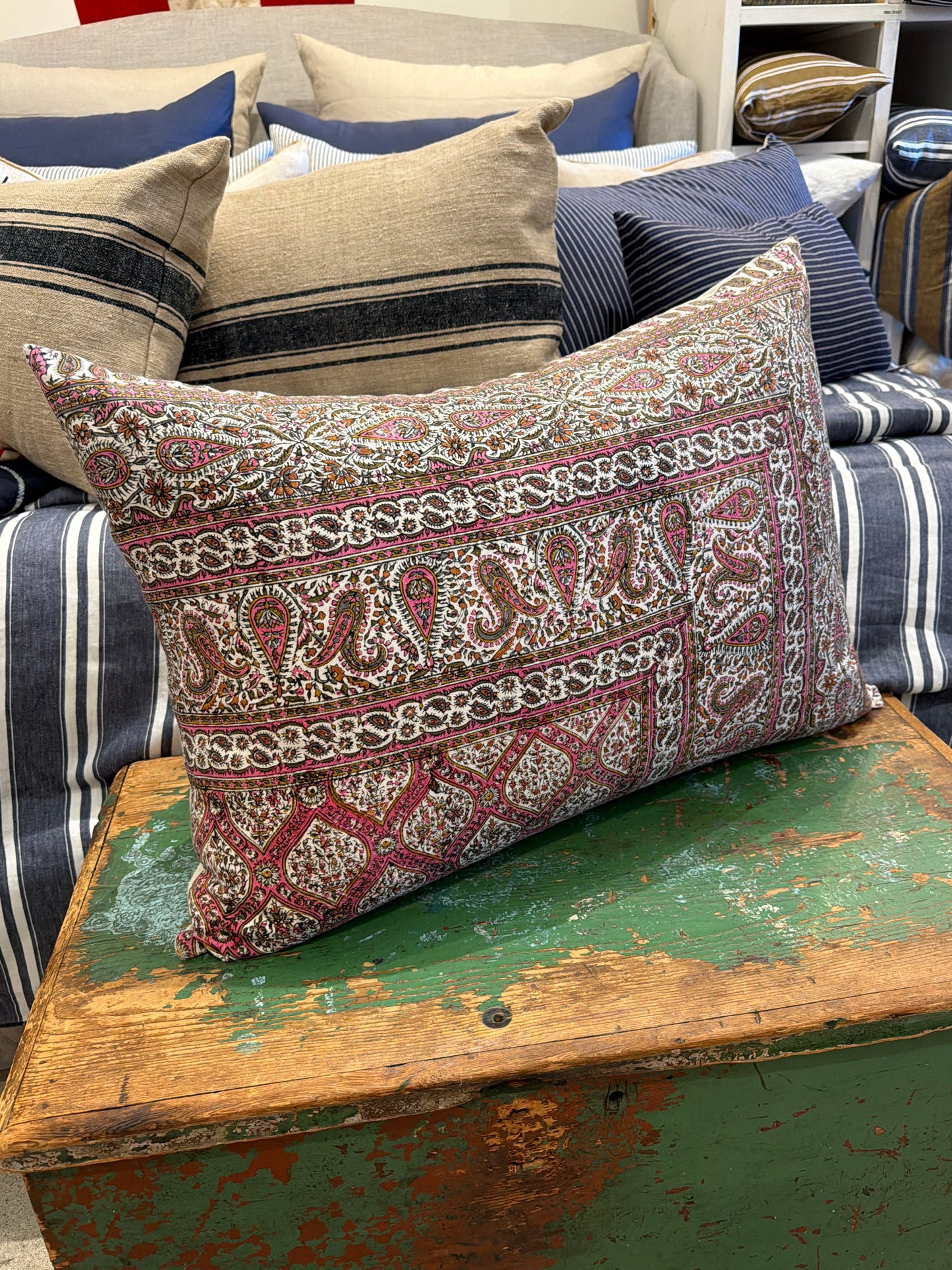 Vintage Pink & Brown Paisley Pillow