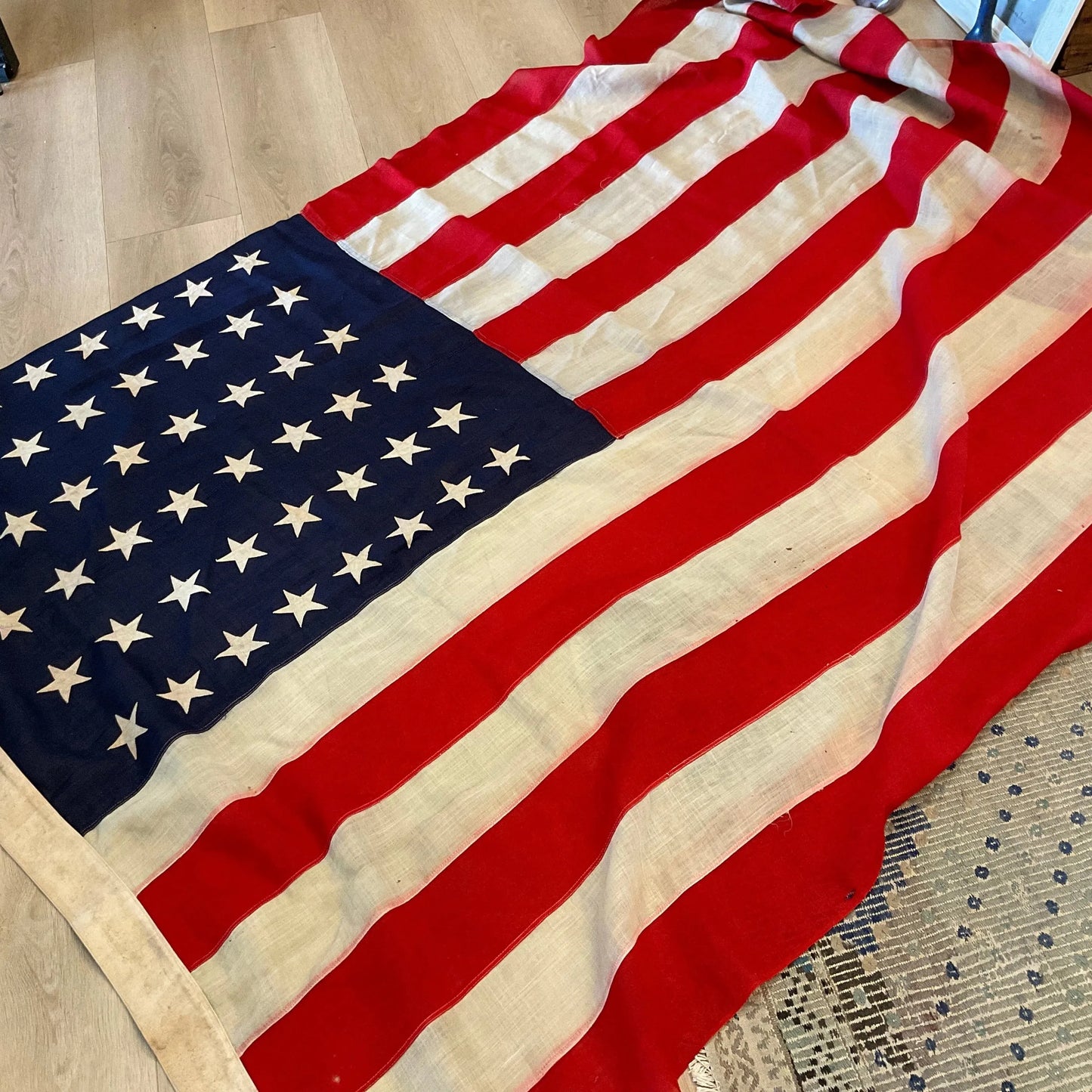 48 STAR LINEN HAND SEWN FLAG - Blue Springs Home