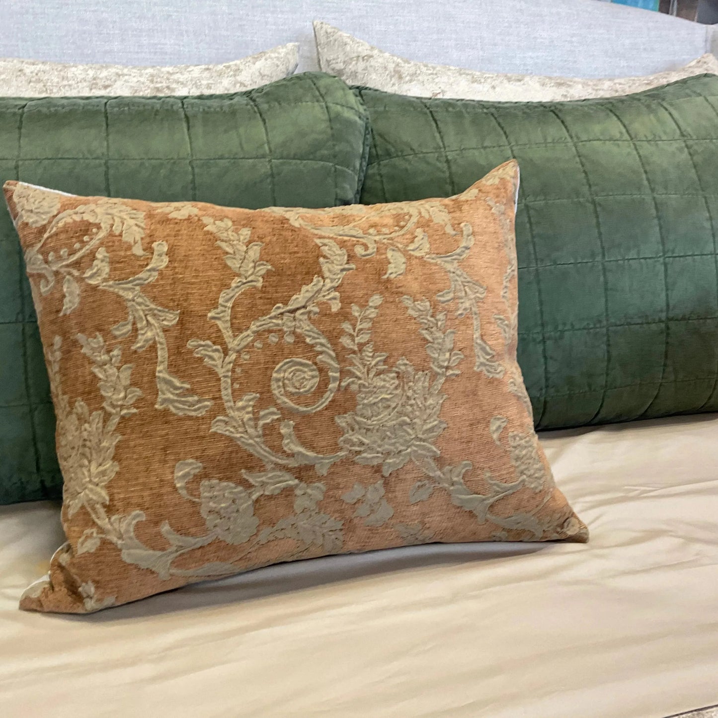 Vintage Brown Floral Tapestry Pillow 20x26