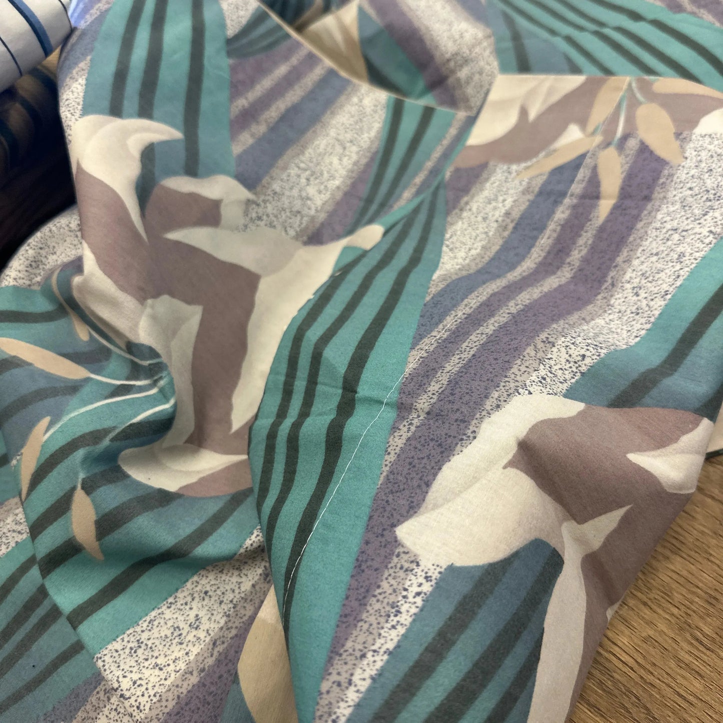2 Vtg Pillowcases KING Dan River Teal Lavender - Blue Springs Home