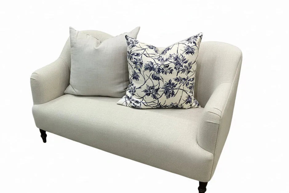 Cream Linen Blue Maple Leaf