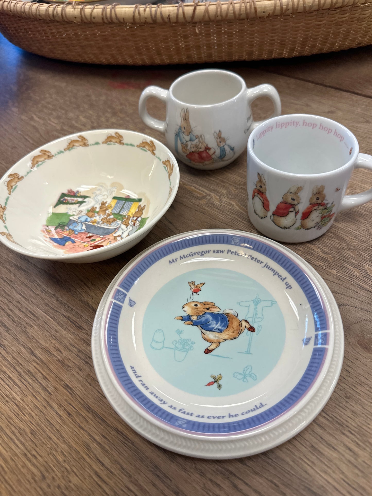 Vintage Bunnykins and Peter Rabbit dishes
