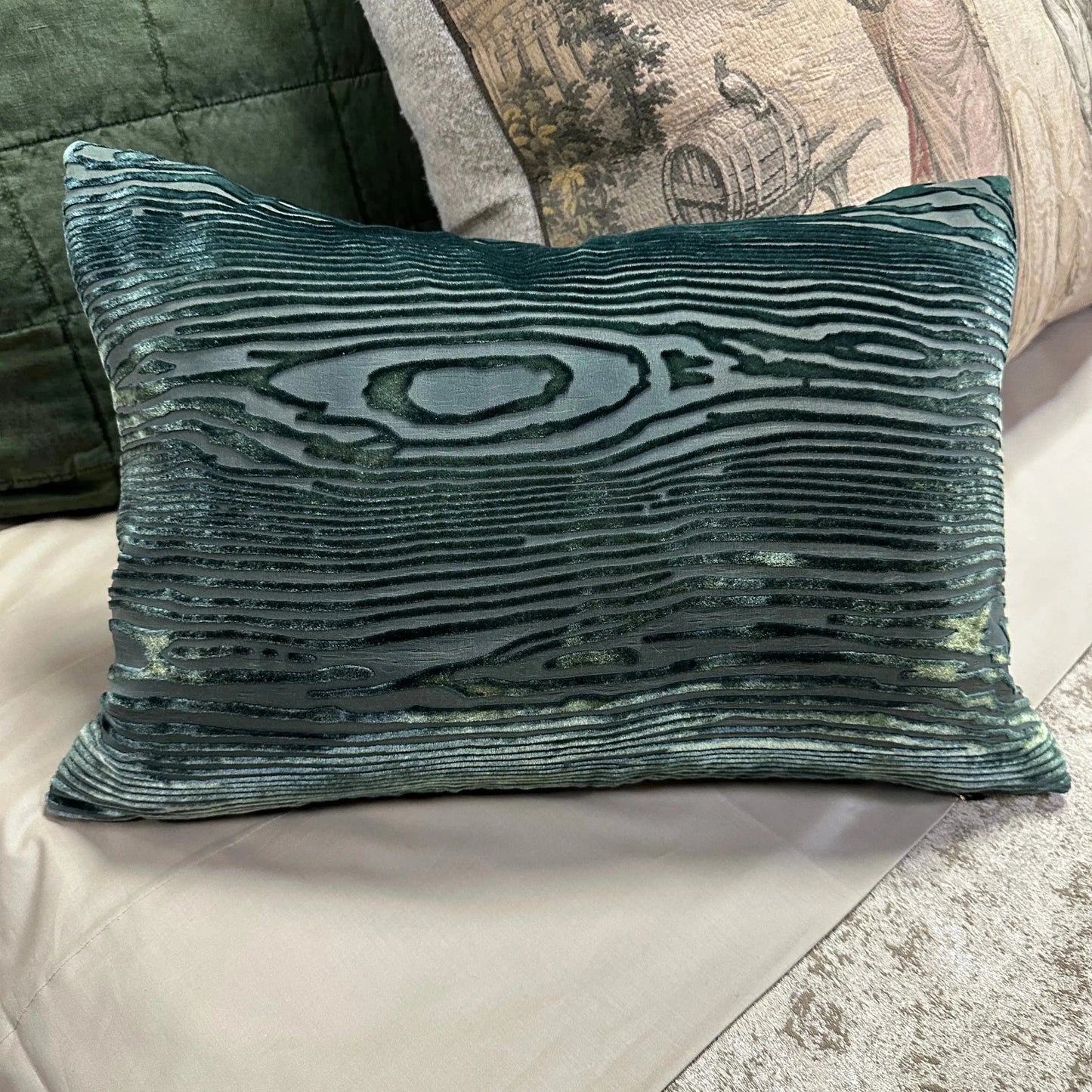 Woodgrain Velvet Pillow 14x20
