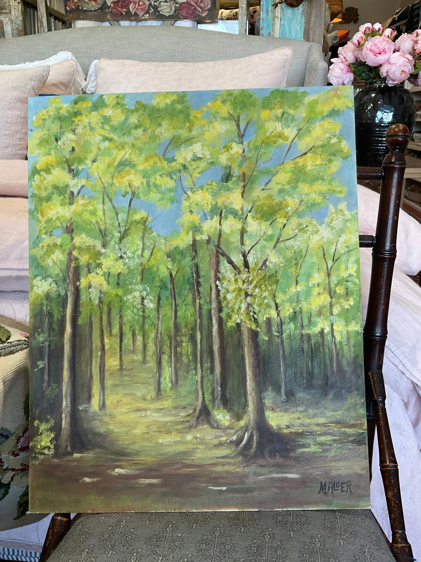 Vintage Spring Forrest Painting