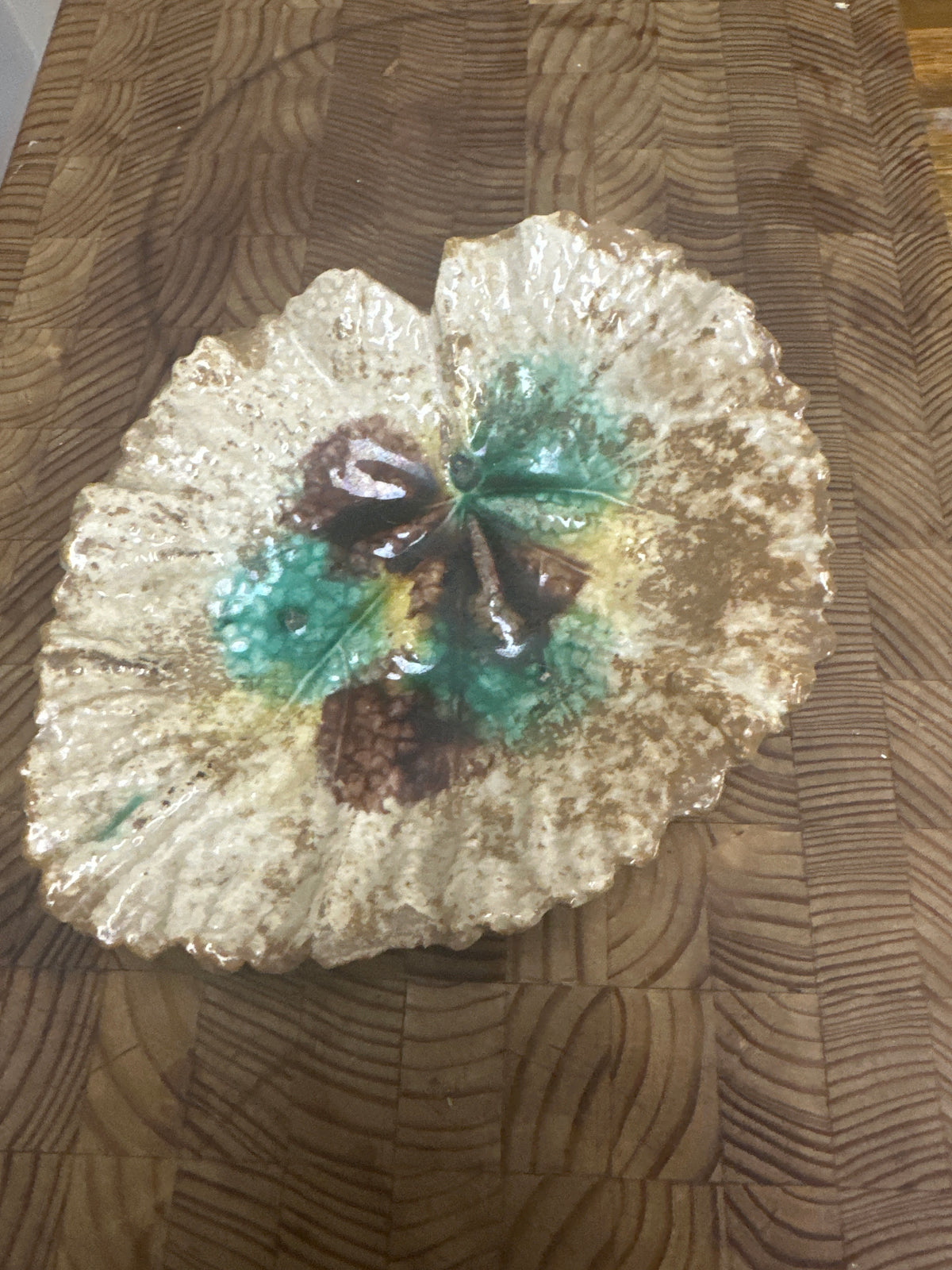 Antique Majolica Begonia Leaf Plate
