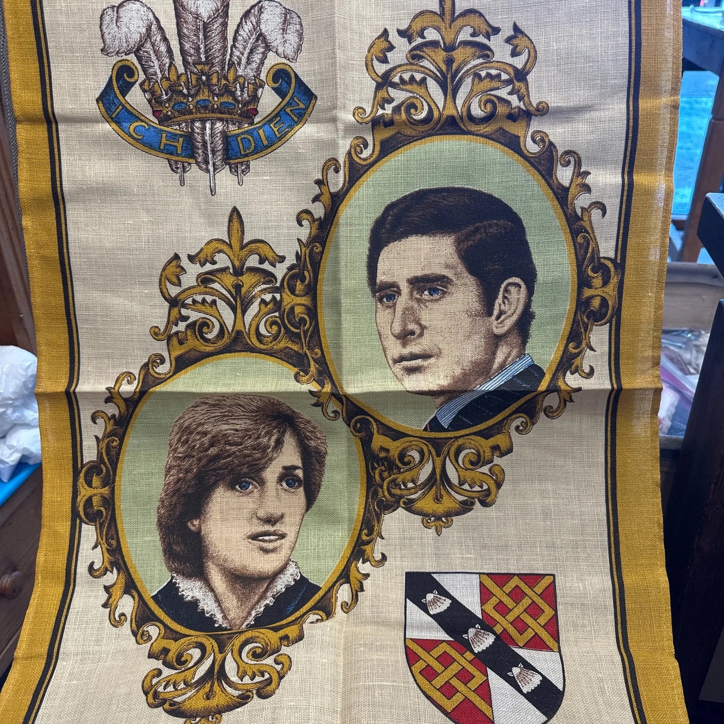 Charles & Diana tea towel Irish linen - Blue Springs Home