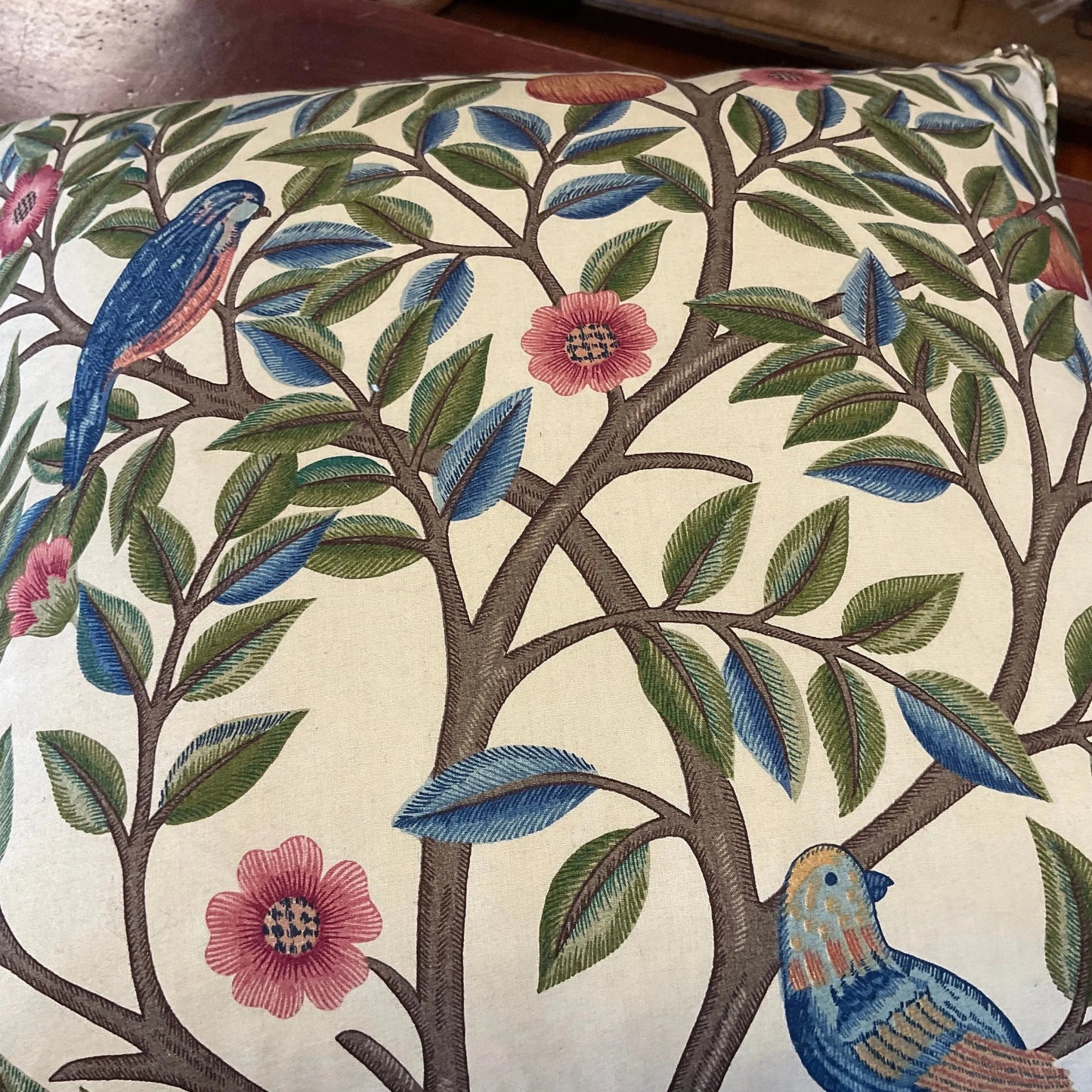 Vintage Tan w/ Blue Birds 17x17 - Blue Springs Home