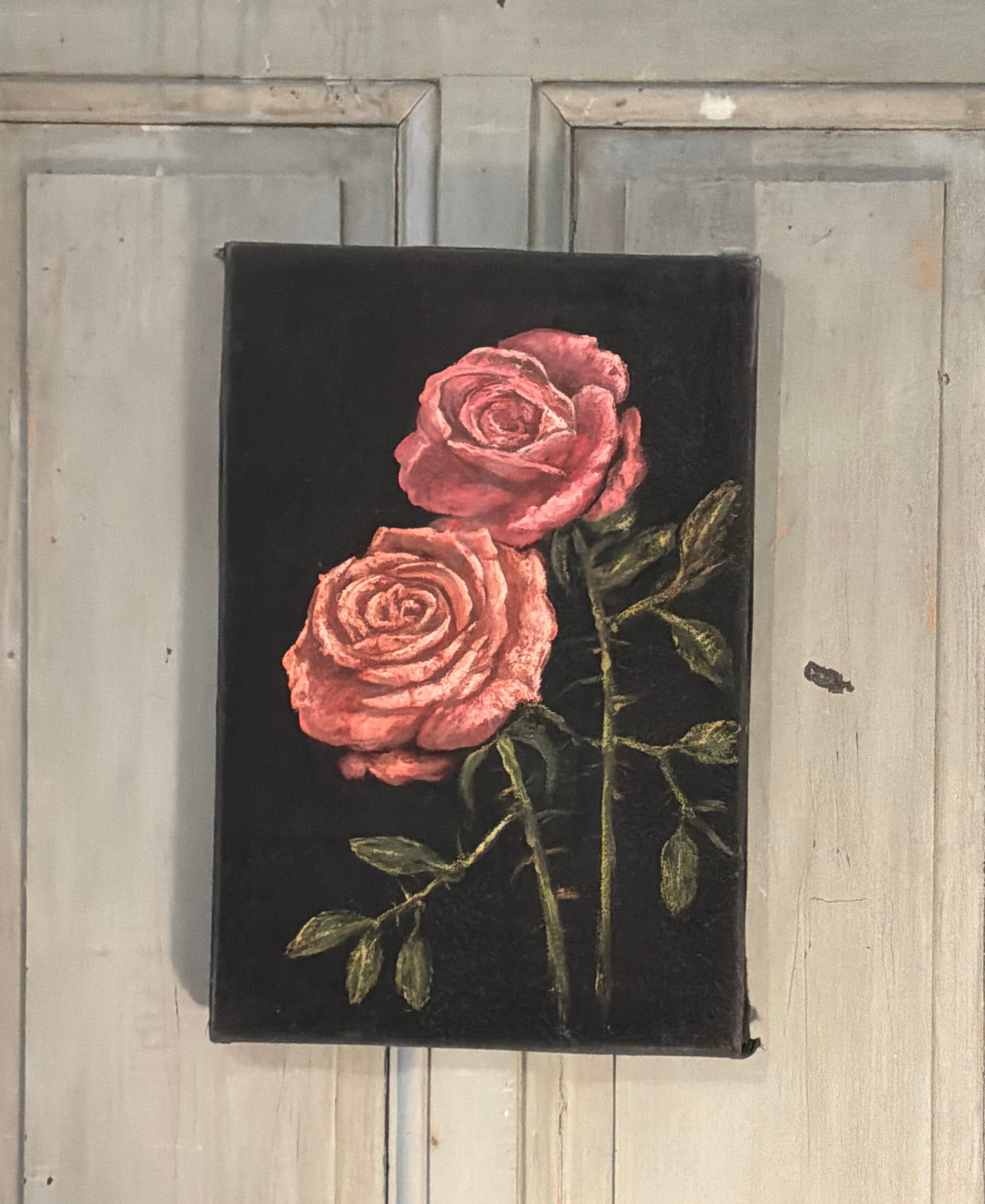 Vintage Velvet Rose Painting ~ Pink Pink