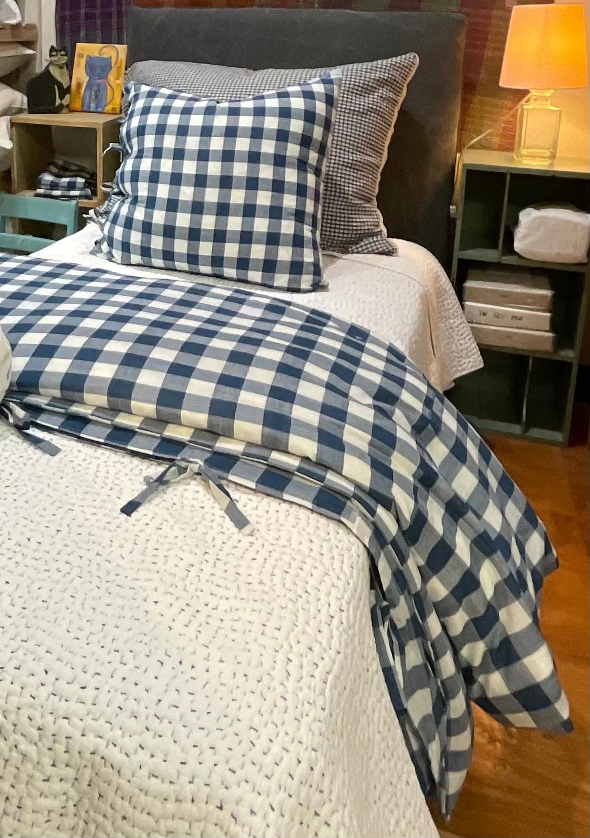 INDIGO CHECK DUVET TWIN