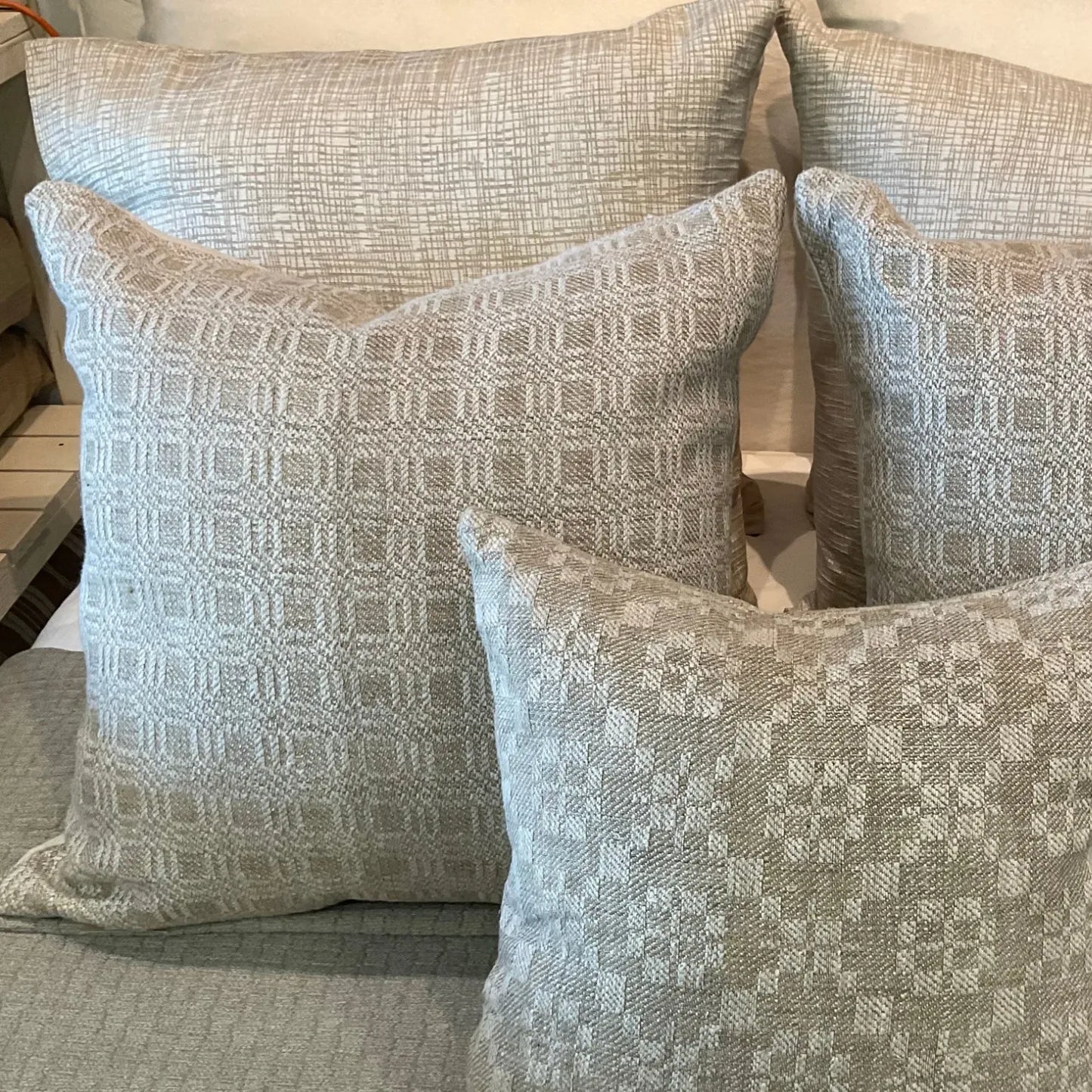 Natural Hemp (Squares) Vintage Pillow