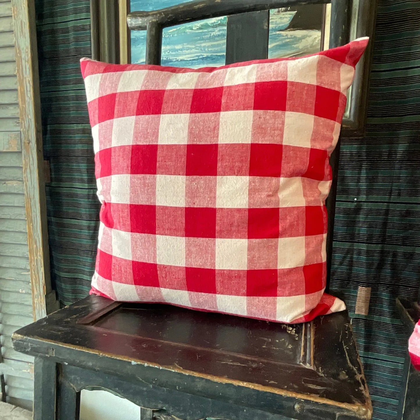 Vintage Red Check Pillows DBL Sided