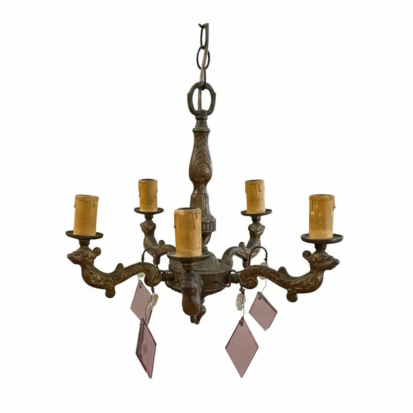 Rococco Revival Chandelier W/PURPLE CRYSTALS