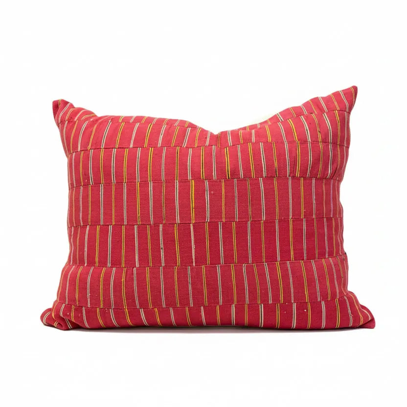 African fabric red pillow 20x26