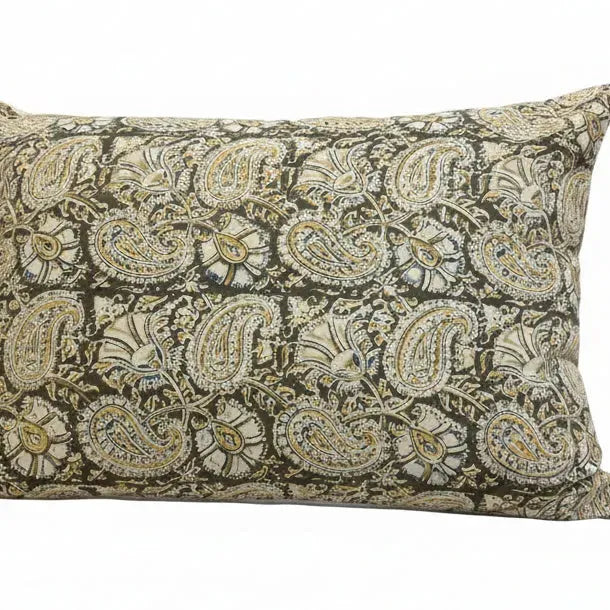 Vintage Block Print Paisley Pillow