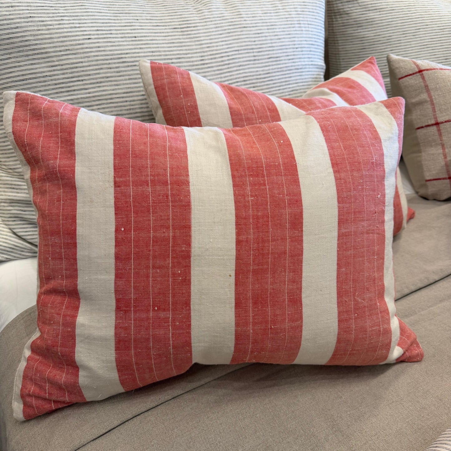 Vintage red/white stripe Hungarian 18x24 - Blue Springs Home