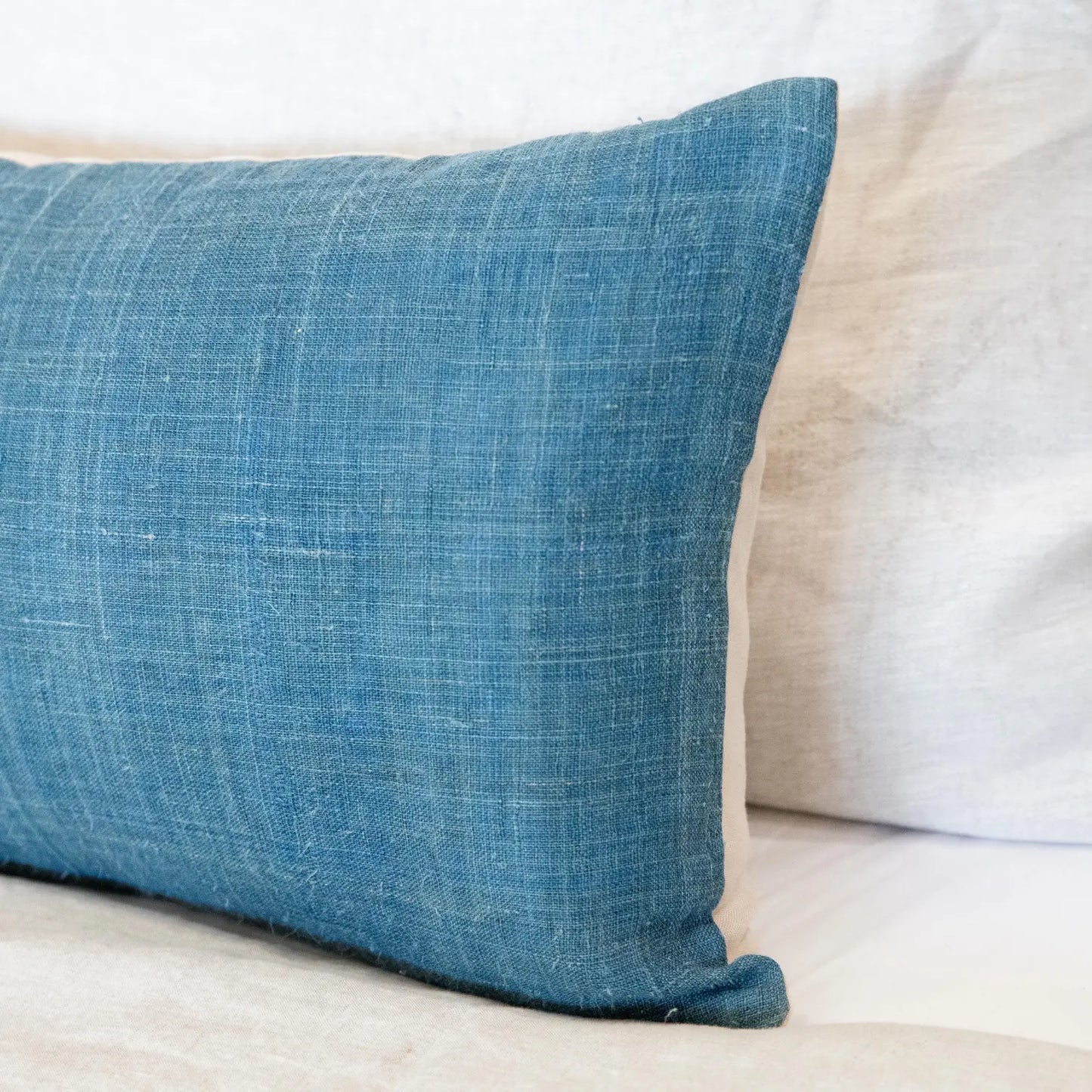 Japanese Light Blue Hemp Vintage Pillow