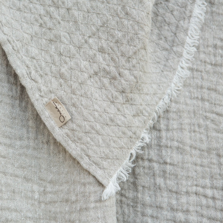 Crushed Linen Tasselled Throw Blanket