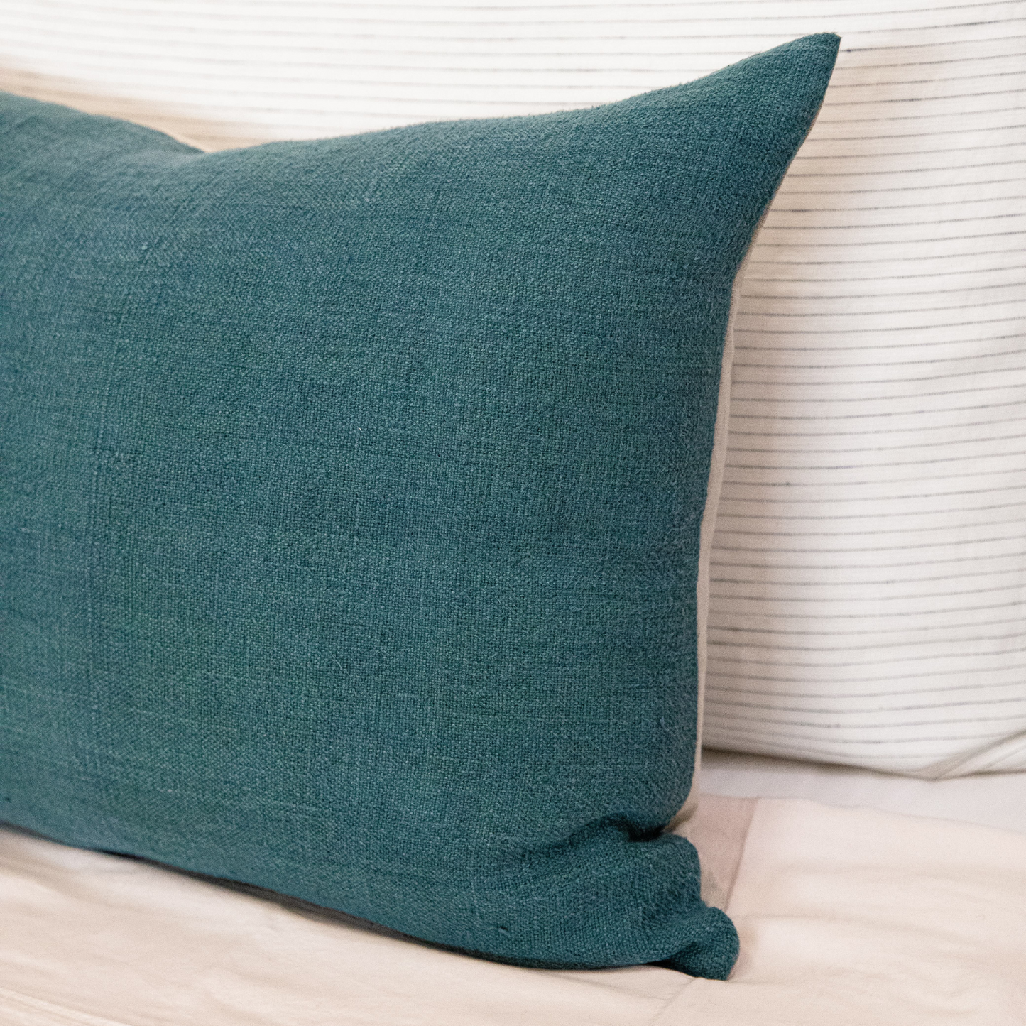 Teal Linen Vintage Pillow