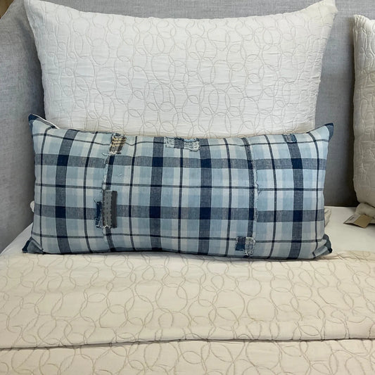Japanese Boro Plaid Bolster Pillow