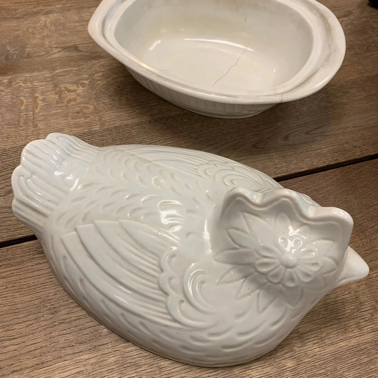 Mid Century CA Pottery Hen on Nest Baking Dish