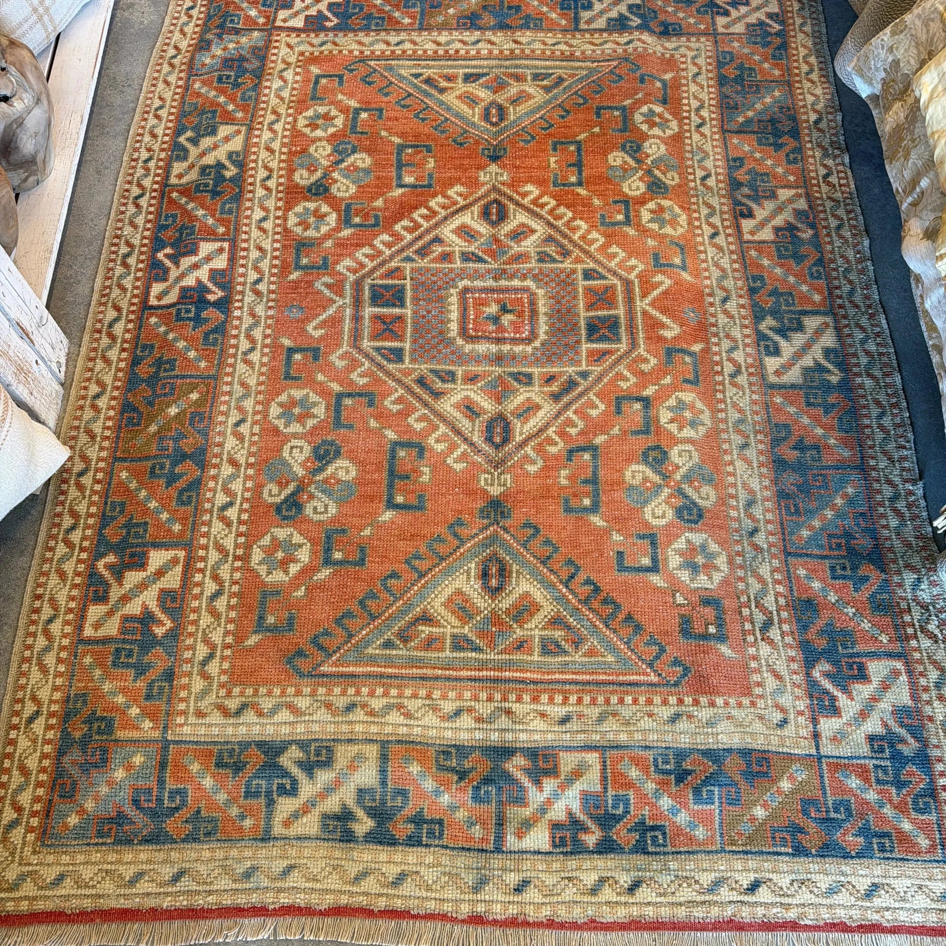 #4 Vtg Turkish Runner 4'10"x6'6" - Blue Springs Home