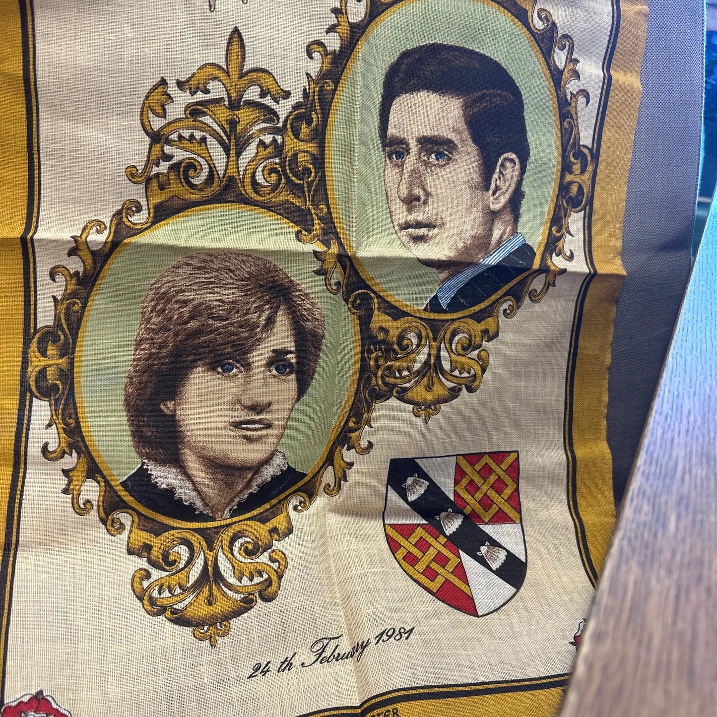Charles & Diana tea towel Irish linen - Blue Springs Home