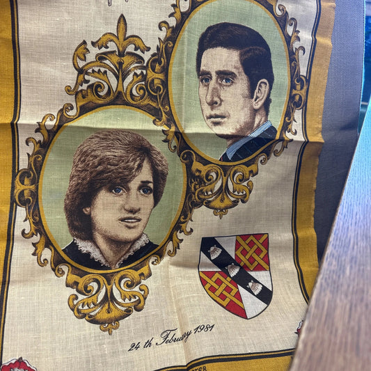 Charles & Diana tea towel Irish linen - Blue Springs Home