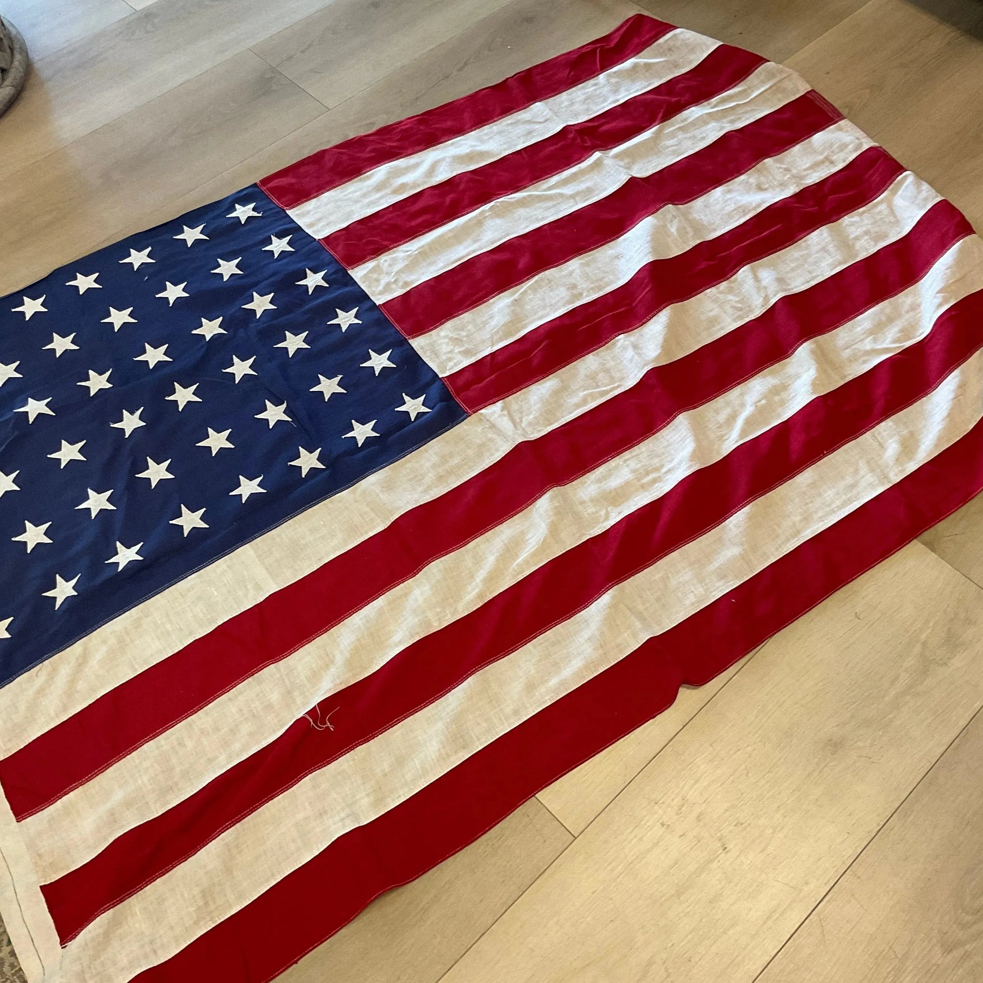 48 STAR LINEN FLAG 43x70 - Blue Springs Home