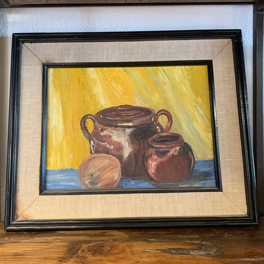 Org art brown pottery still life JP - Blue Springs Home