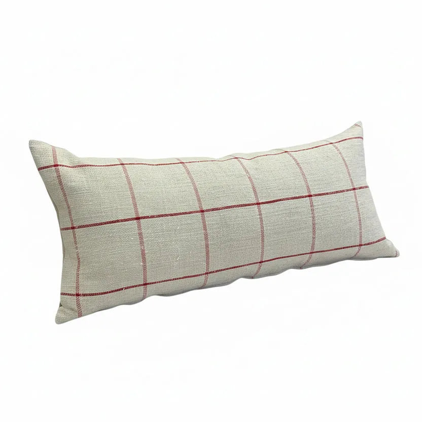 Cream Red Large Plaid Grainsack 19x36