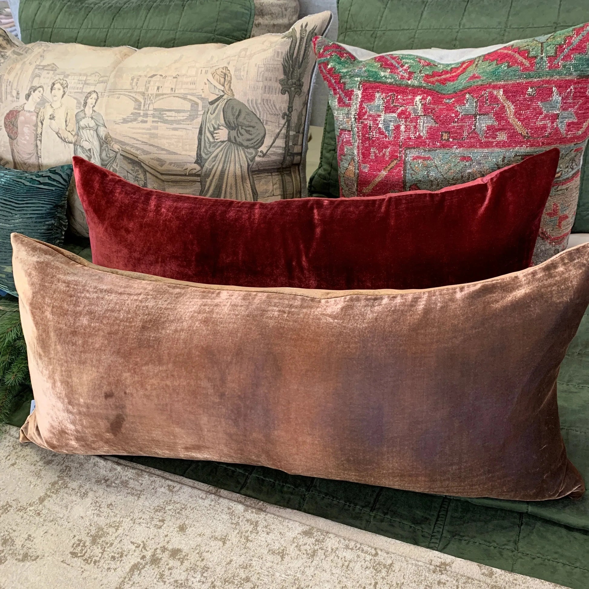 Ombre Velvet Dec Pillow Bolster - Blue Springs Home