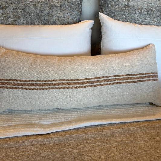 ANT grainsack pillow lumbar rust stripe 36x14