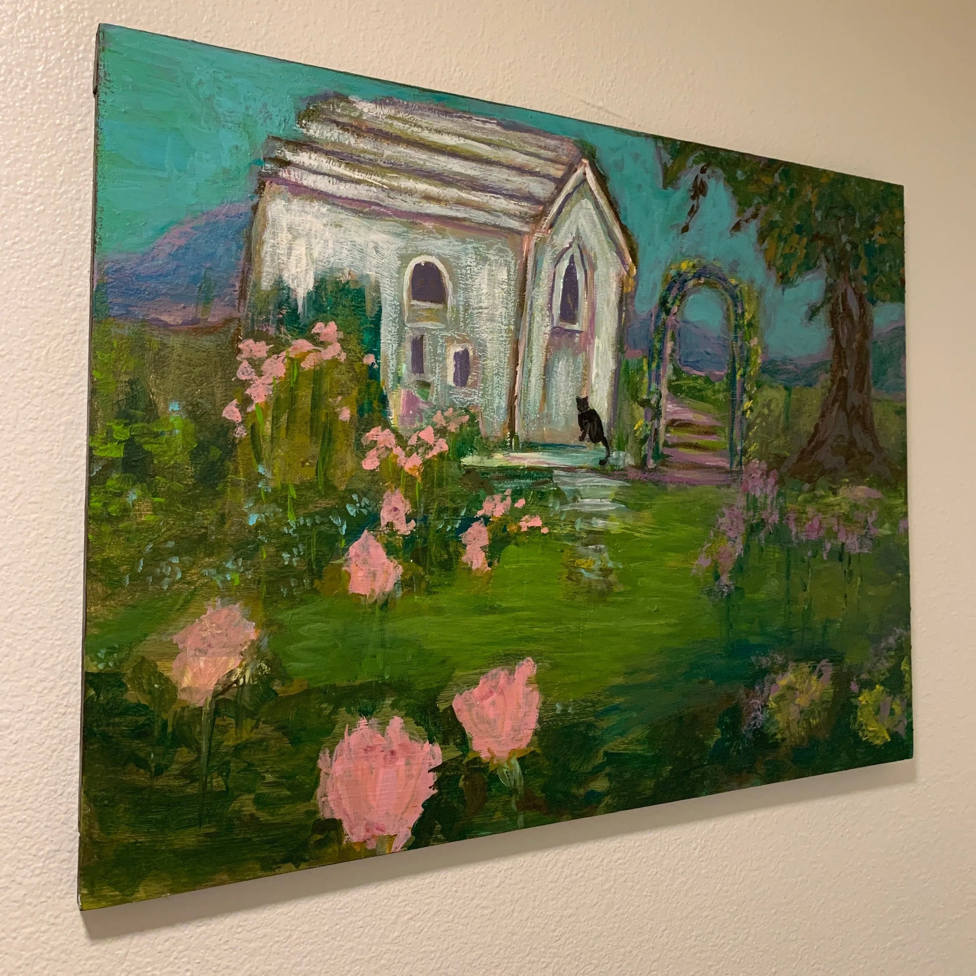 Large Cottage w/ Garden Painting - Blue Springs Home