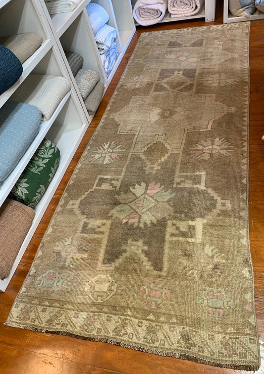 Turkish Vintage Rug 3'7x9'2 Kars Runner