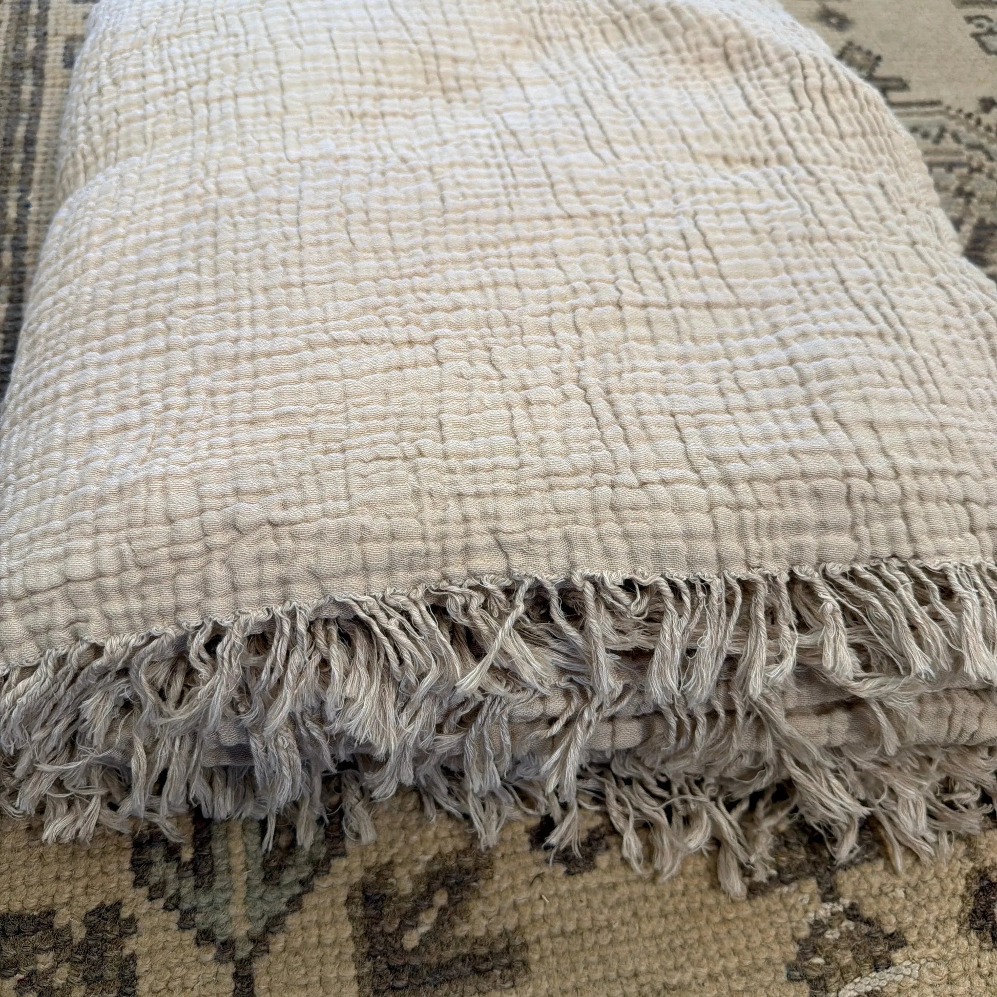 Crinkled Turkish Cotton Oversized Cuddle Blanket - Blue Springs Home