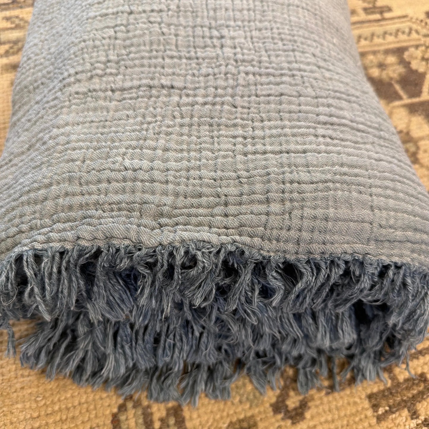 Crinkled Turkish Cotton Oversized Cuddle Blanket - Blue Springs Home