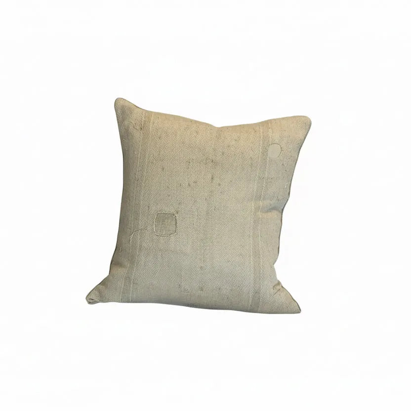 Small Antique Grainsack Pillow Stamped - Blue Springs Home