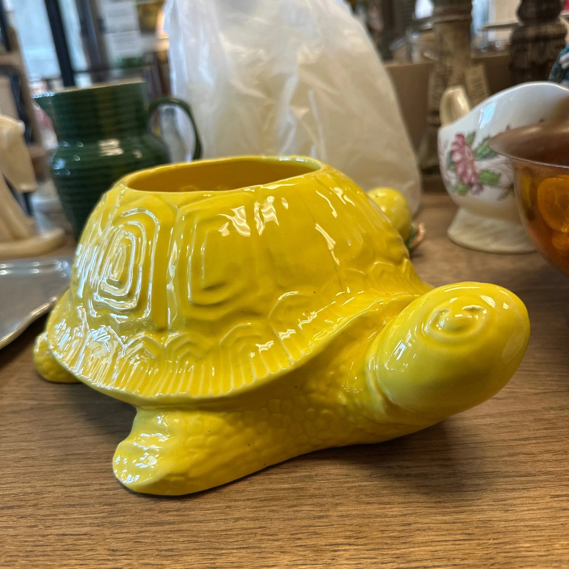 70’s tortoise planter yellow - Blue Springs Home