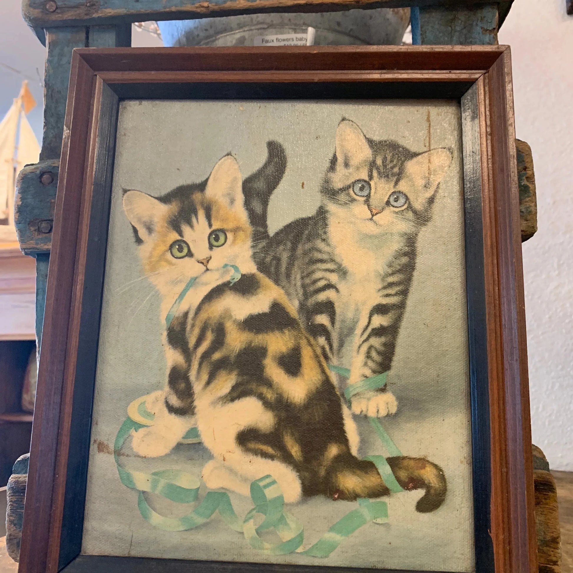 Vtg Art Original 2 Kittens - Blue Springs Home