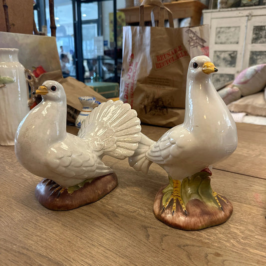 Vtg Italian white dove hand painted - Blue Springs Home