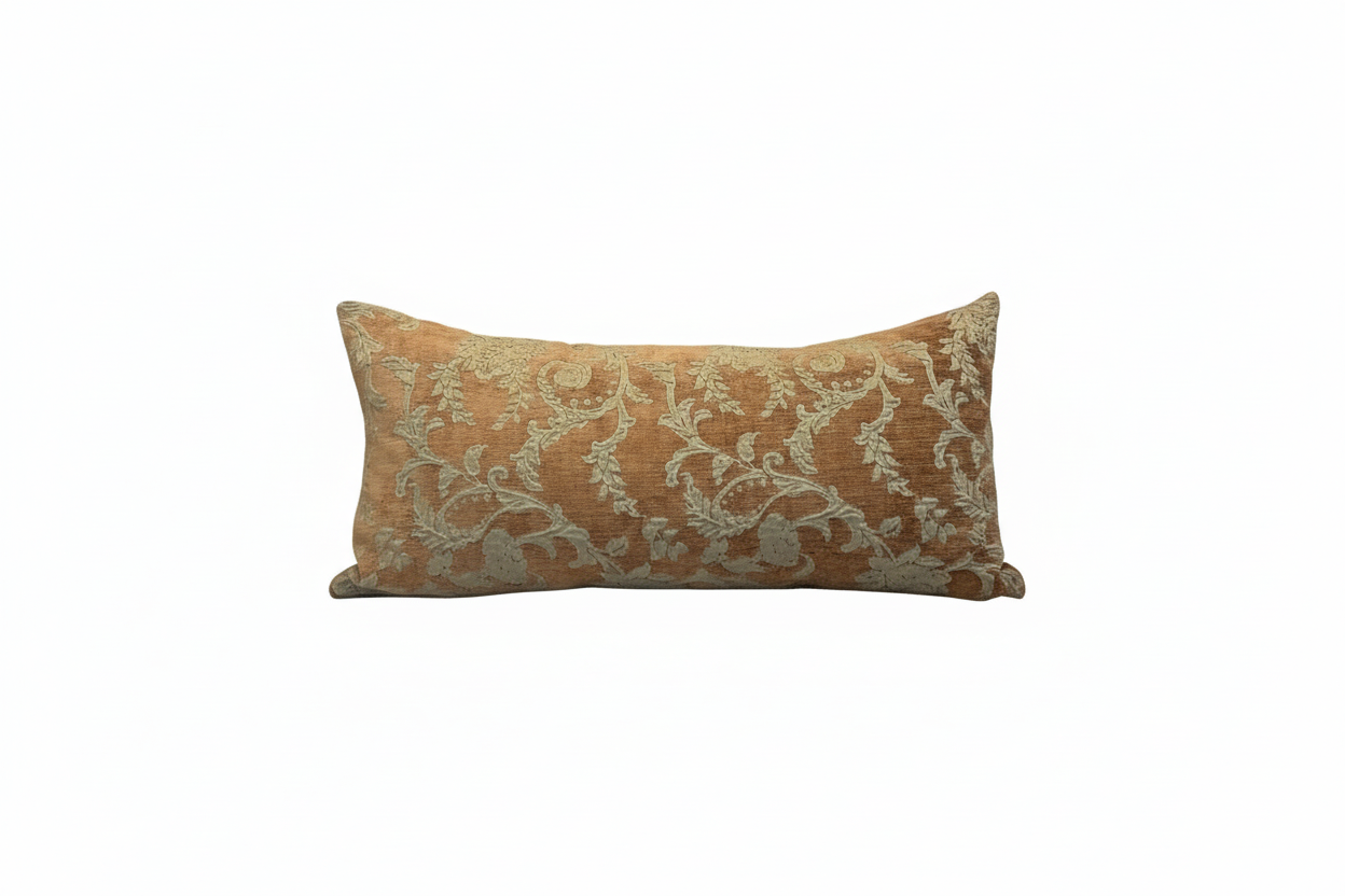 Taupe Tapestry Vintage Bolster Pillow 032425