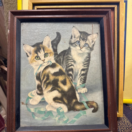 Vtg Art Original 2 Kittens - Blue Springs Home
