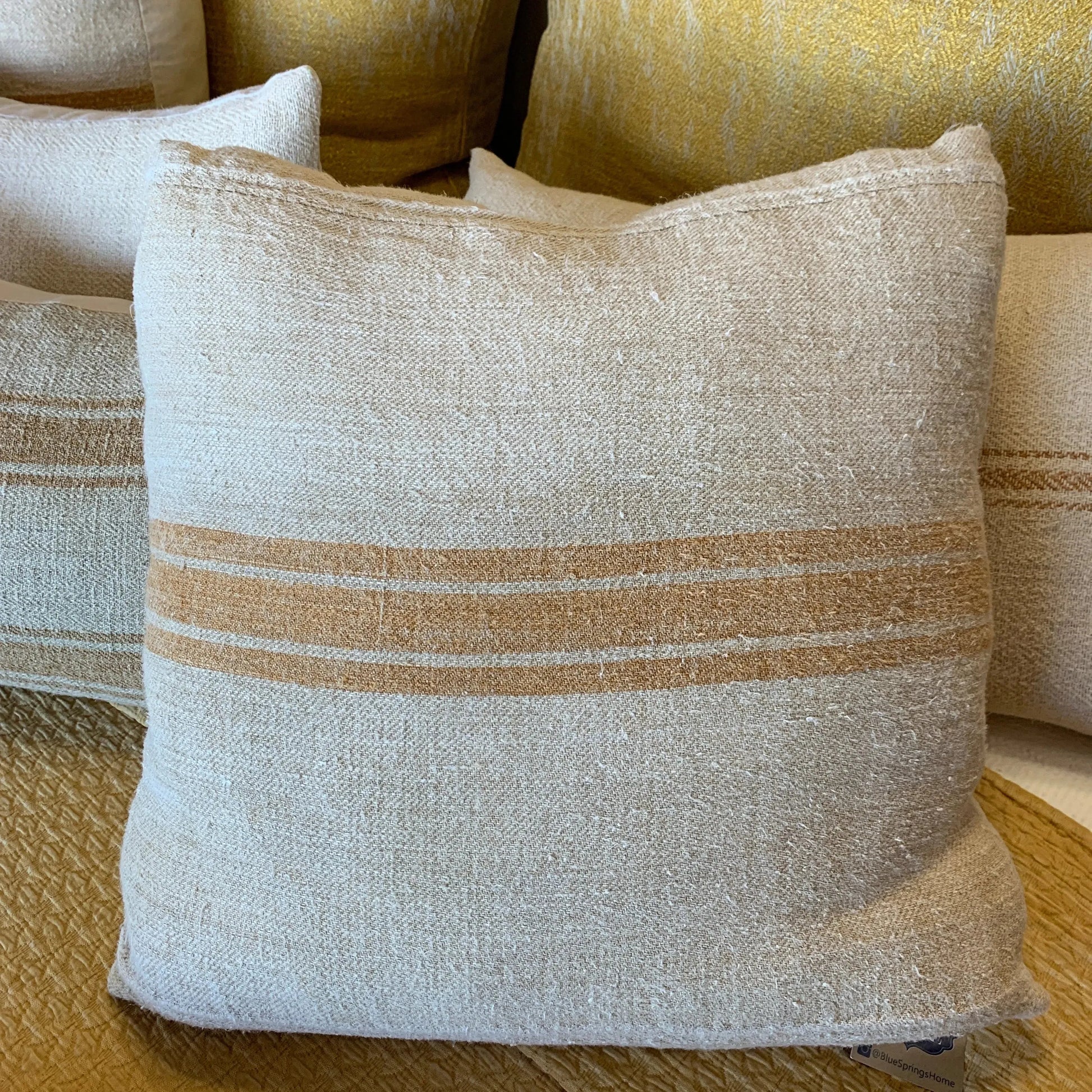 Antique Grainsack w/ Caramel Stripes - Blue Springs Home