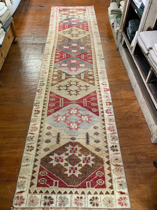 Turkish Vintage Rug 2'8x11'2 Herki Runner