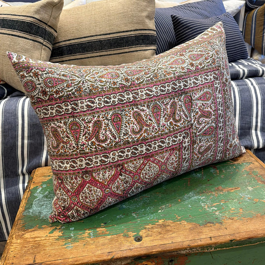 Vintage Pink & Brown Paisley Pillow - Blue Springs Home